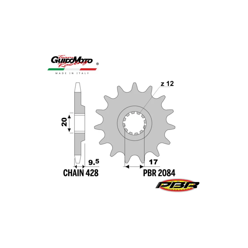 Consegna Rapida PIGNONE TRASMISSIONE Z 12 PASSO 428 MOTO CICLOMOTORI BETA KTM HUSQVARNA PBR 20841218NC