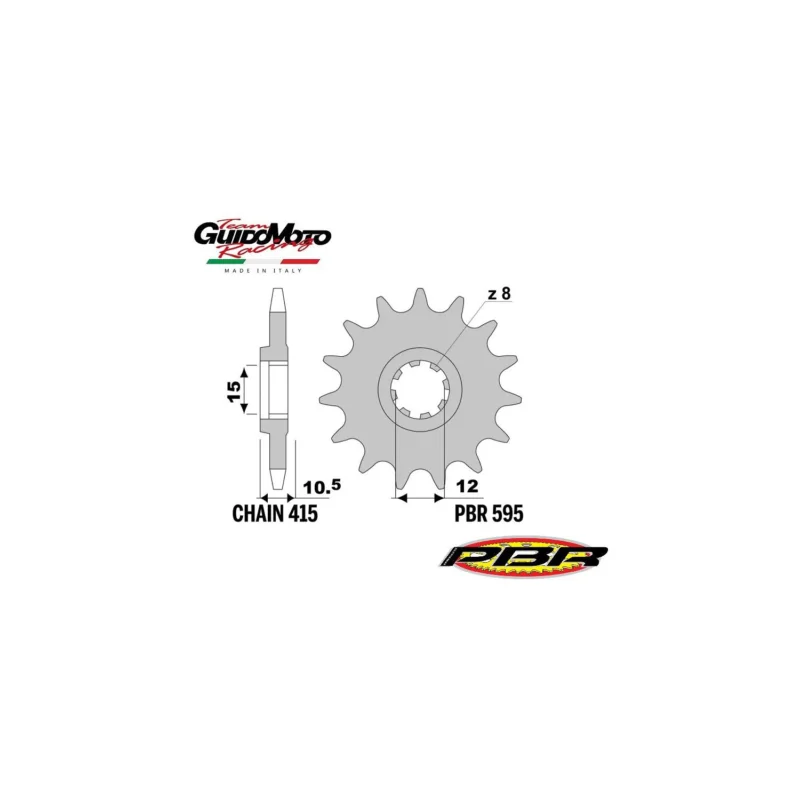 PIGNONE TRASMISSIONE Z 12 PASSO 415 CICLOMOTORI MINARELLI AM 345 PBR 5951218NC Promozione Esclusiva