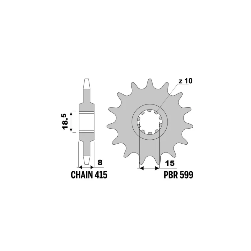Prezzo Ridotto PIGNONE TRASMISSIONE Z 15 PASSO 415 CICLOMOTORI APRILIA RS AF1 RIEJU PBR 5991518NC