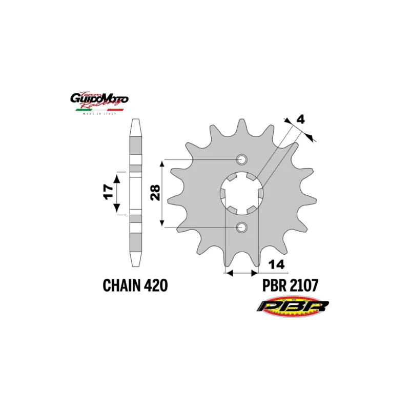 PIGNONE TRASMISSIONE Z 12 PASSO 420 CICLOMOTORI DERBI GILERA POLINI MINIMOTARD PBR 21071218NC Promozione