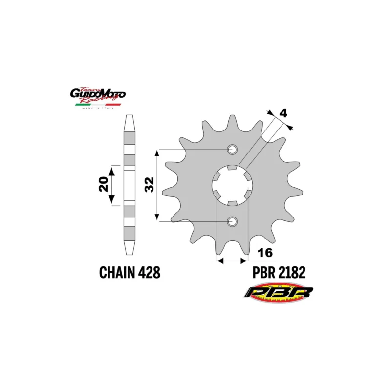 Spedito Oggi PIGNONE TRASMISSIONE Z 14 PASSO 428 MOTOCICLI YAMAHA FANTIC BETA HM VENT PBR 21821418NC