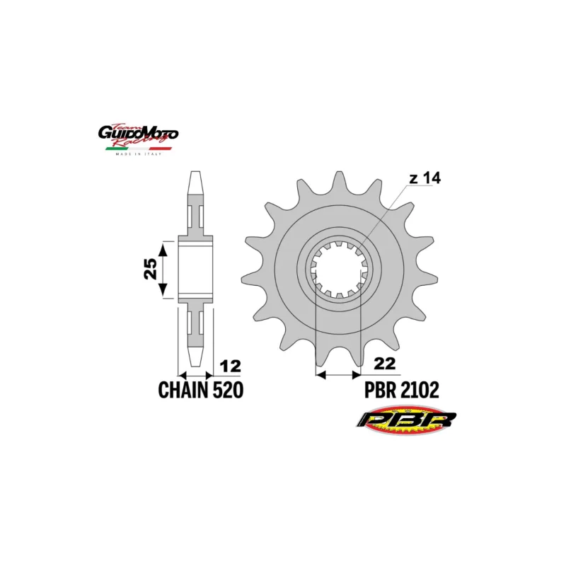 PIGNONE TRASMISSIONE Z 14 PASSO 520 MOTOCICLI FANTIC GAS GAS 21021418NC Di Tendenza